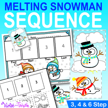 Preview of Sequencing Picture Cards Sequence Story Order of Events Winter Snowman Melting