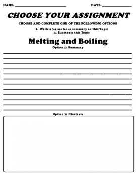 Preview of Melting and Boiling UDL Choice Board Worksheet