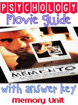 Preview of Psychology Memento Movie Guide for Memory Unit with Key