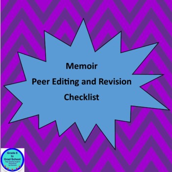Preview of Memoir Peer and Self Editing and Revising Checklist