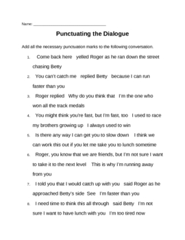 punctuating dialogue practice