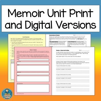 Preview of Memoir Unit for High School Print and Digital Bundle