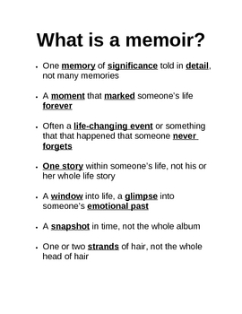 Preview of Memoir: What Is a Memoir Guided Notes