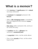 Memoir: What Is a Memoir Guided Notes