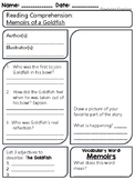 Memoirs of a Goldfish - Reading Comprehension Worksheet