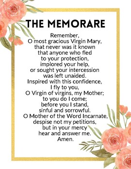 Memorare Prayer/Catholic Prayers/Mother Mary by Anne's Schoolhouse