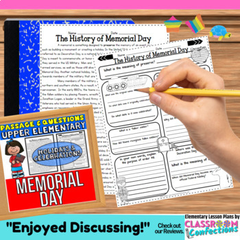 Memorial Day Reading Comprehension Flip Book Activities - 2nd & 3rd grade