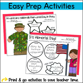 Memorial Day Activities and Craft by First Grade Schoolhouse | TpT