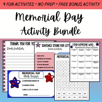 Preview of Memorial Day ACTIVITY BUNDLE + FREE Bonus Activity