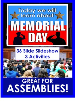 Preview of Memorial Day ASSEMBLY Slideshow & 3 bonus activities (K-8)