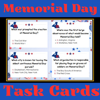 Preview of Memorial Day Activities | American History Task Cards | U.S. Holidays Quizzes