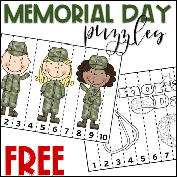memorial day activities free math counting to 10 puzzles by kinder pals