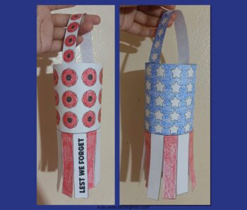Preview of Memorial Day Activities Lantern Craft USA American Flag Day Poppy 4th July Pack
