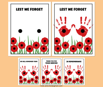 Memorial Day Activities Poppy Handprint Poster Art Remembrance Anzac Day  Card