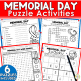 Memorial Day Activities Puzzles Word Search Crossword | Ma