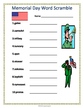 Memorial Day Activities - Word Scramble Puzzles & Informational Text w ...