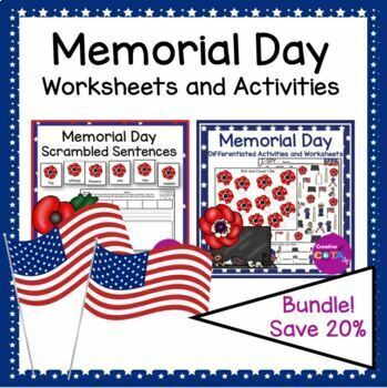 memorial day activities and worksheets bundle by creativecota llc