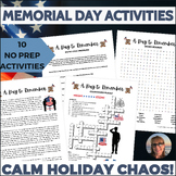 Memorial Day Activities Puzzles Middle High School Sub Pla