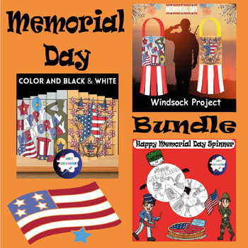 Preview of Memorial Day  Agamographs, Windsock, Spinner, Craft Activity Bundle
