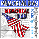 Memorial Day American flag Coloring Bulletin Board Collabo