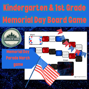 Preview of Memorial Day Board Game for Kindergarteners and 1st Graders