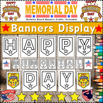 Preview of Memorial Day Bulletin Board Banners Crafts: Printable Classroom Decor Display