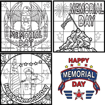 Preview of Memorial Day Bulletin Board Coloring Page Collaborative Poster BUNDLE