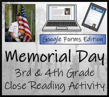 Preview of Memorial Day Close Reading Activity Digital & Print | 3rd Grade & 4th Grade
