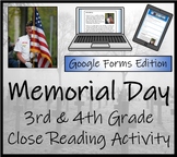 Memorial Day Close Reading Activity Digital & Print | 3rd 