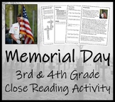 Memorial Day Close Reading Comprehension Activity | 3rd Gr