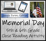 Memorial Day Close Reading Digital & Print | 5th Grade & 6