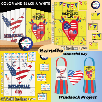 Preview of Memorial Day Collaborative Coloring Poste /Agamographs/Windsock/......... Bundle
