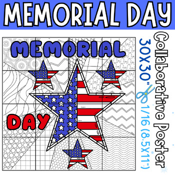 Preview of Memorial Day Collaborative Coloring Poster Activities
