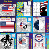Memorial Day Collaborative Coloring Poster Art Activities 