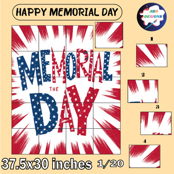 Preview of Memorial Day Collaborative Coloring Poster Art Craft- Bulletin Board Activity