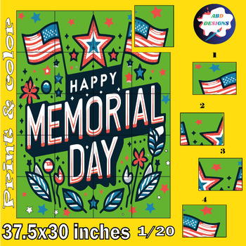 Preview of Memorial Day Collaborative Coloring Poster Art Craft- Bulletin Board Activity