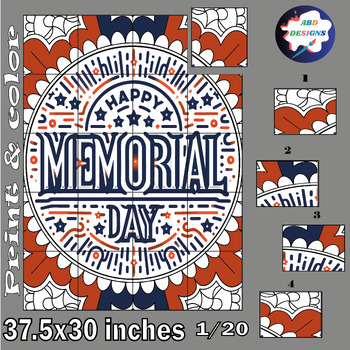 Preview of Memorial Day Collaborative Coloring Poster Art Craft- Bulletin Board Activity