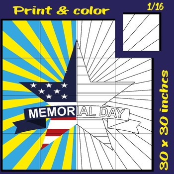 Preview of Memorial Day Collaborative Coloring Poster - Classroom Activities Bulletin Board