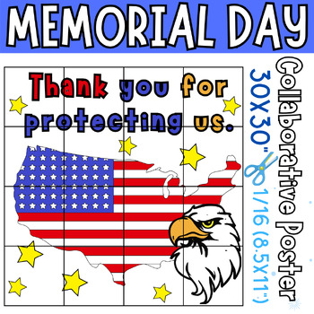Preview of Memorial Day Collaborative Coloring Poster - Memorial Day Craft