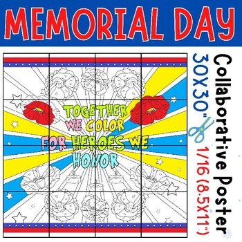 Preview of Memorial Day Collaborative Coloring Poster | Memorial day Activities