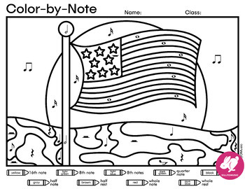 Memorial Day Color-By-Music Notes | Veteran's Day Color-by-Note by ...