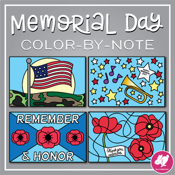 Preview of Memorial Day Color-By-Music Notes | Veteran's Day Color-by-Note