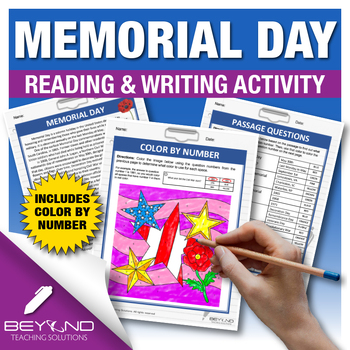 Preview of Memorial Day Reading and Writing Activity - 6th-9th Grade - Color By Number