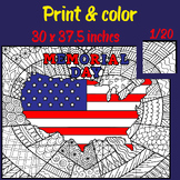 Memorial Day Coloring Poster Activity, U.S Flag & Map Craf