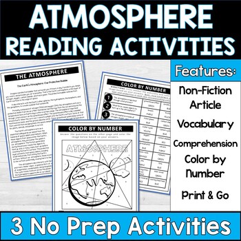 Earths Atmosphere - Comprehension - Reading Activities - Color by Number