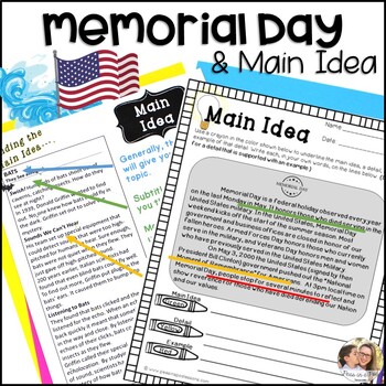 Preview of Memorial Day Craft 3rd 4th Grade Main Idea & Supporting Details Passages