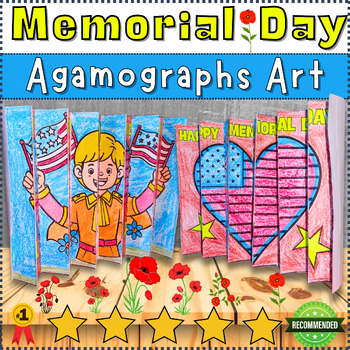 Preview of Memorial Day Craft Agamograph Art Activities Coloring Poster 2D ⭐ Celebration ⭐