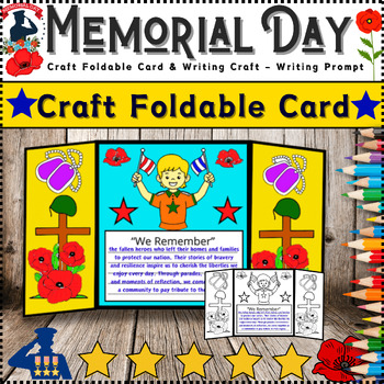 Preview of Memorial Day Craft Foldable Coloring Card & Writing Craft - Writing Prompt