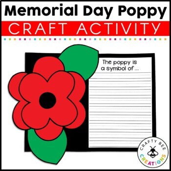 Preview of Memorial Day Craft Poppy Craft Remembrance Day Craft Anzac Day Veterans Day