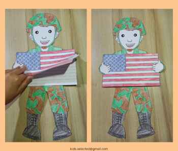 Preview of Memorial Day Craft Soldier Writing Prompt Paper Veterans Activities Army Flag